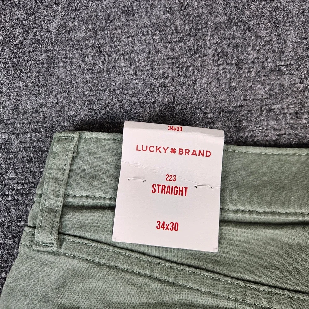$99 Lucky Brand 223 Straight Leg Pants Mens 34x30 Green Casual Chino Trousers